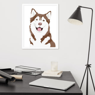 Husky Framed Poster Breed Wall Art in White