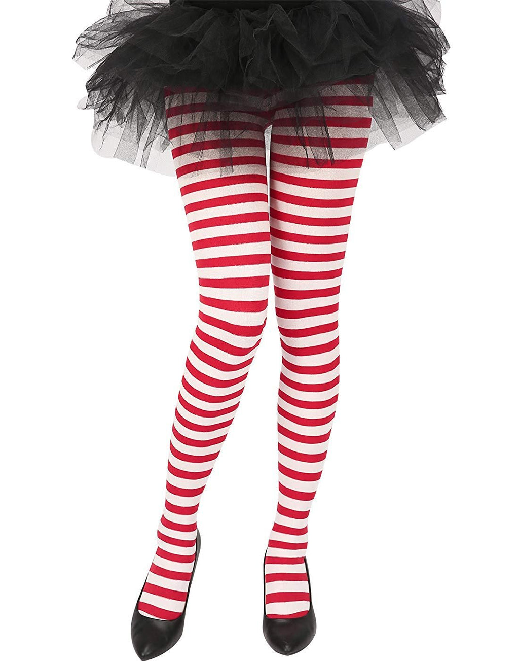 HDE Women's Striped Tights Opaque Microfiber Stockings Nylon Footed Pantyhose