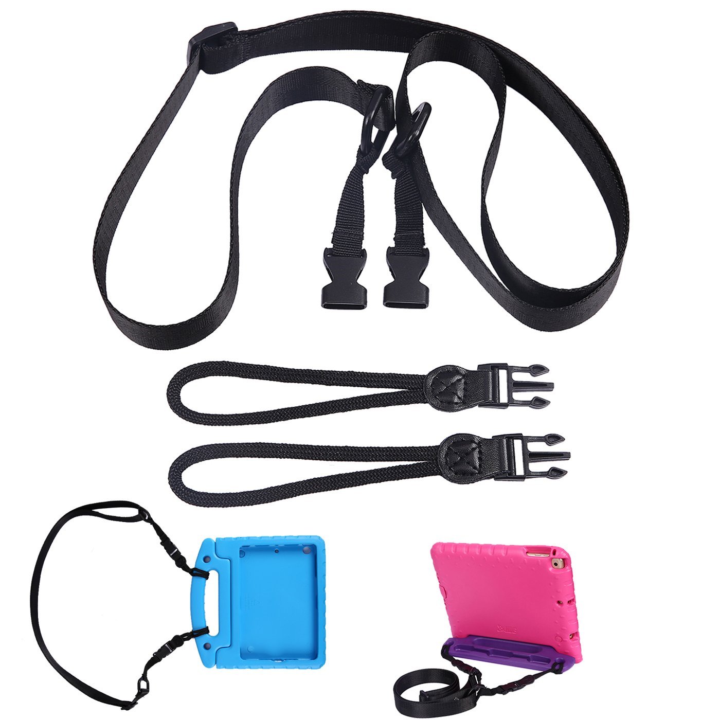 HDE Shoulder Strap for Shockproof iPad Case - Adjustable Carry Strap Compatible with All Shock Proof Apple iPad Cases for Kids - Detachable Universal Design Transforms into a Car Headrest Mount Main image