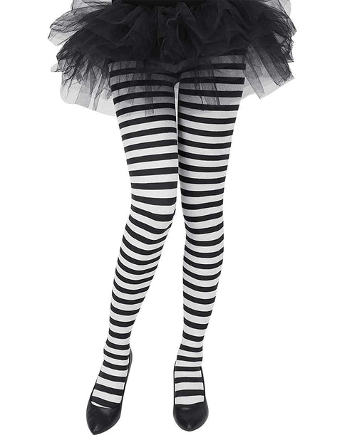 HDE Women's Striped Tights Opaque Microfiber Stockings Nylon Footed Pantyhose