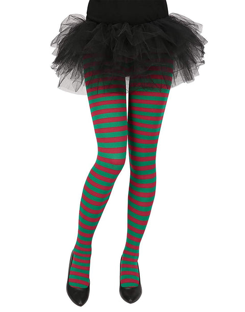 HDE Women's Striped Tights Opaque Microfiber Stockings Nylon Footed Pantyhose