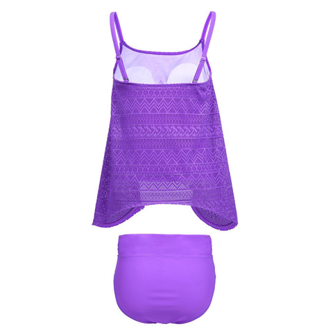 Lace Tankini Swimsuit Set w/Briefs