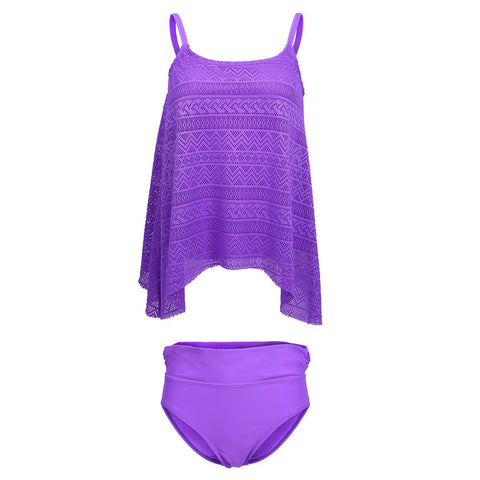 Lace Tankini Swimsuit Set w/Briefs