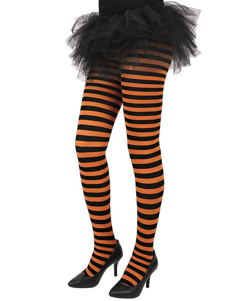 HDE Women's Striped Tights Opaque Microfiber Stockings Nylon Footed Pantyhose