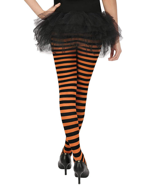 HDE Women's Striped Tights Opaque Microfiber Stockings Nylon Footed Pantyhose
