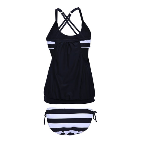 HDE Women’s Push Up Tankini Black Floral Bathing Suit 2 Piece Hawaiian Swimsuit