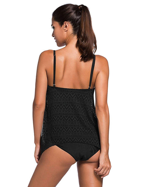 Lace Tankini Swimsuit Set w/Briefs