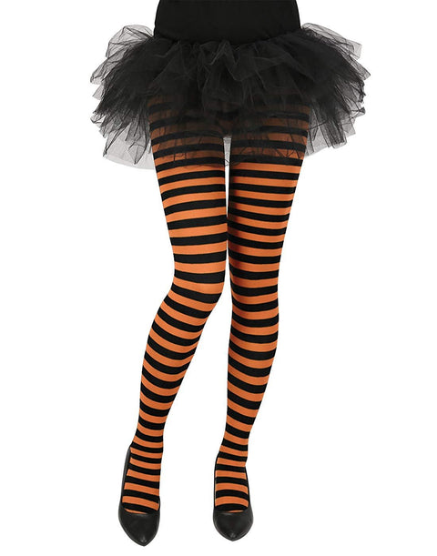 HDE Women's Striped Tights Opaque Microfiber Stockings Nylon Footed Pantyhose