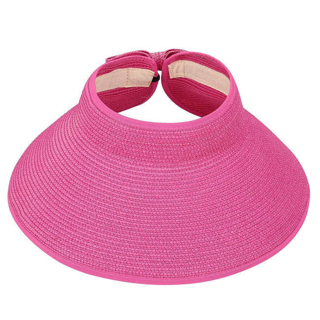 Roll Up Sun Visor Hat Packable Women's in Hot Pink