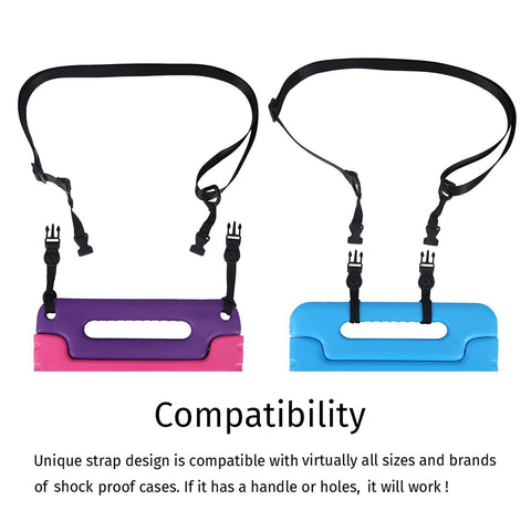 HDE Shoulder Strap for Shockproof iPad Case - Adjustable Carry Strap Compatible with All Shock Proof Apple iPad Cases for Kids - Detachable Universal Design Transforms into a Car Headrest Mount