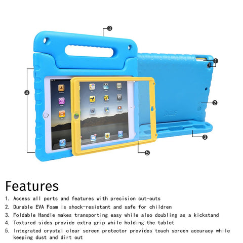 HDE Case for iPad 9.7-inch 2018 / 2017 Kids Shockproof Bumper Hard Cover Handle Stand with Built in Screen Protector for New Apple Education iPad 9.7 Inch (6th Gen) / 5th Generation iPad 9.7 - Green