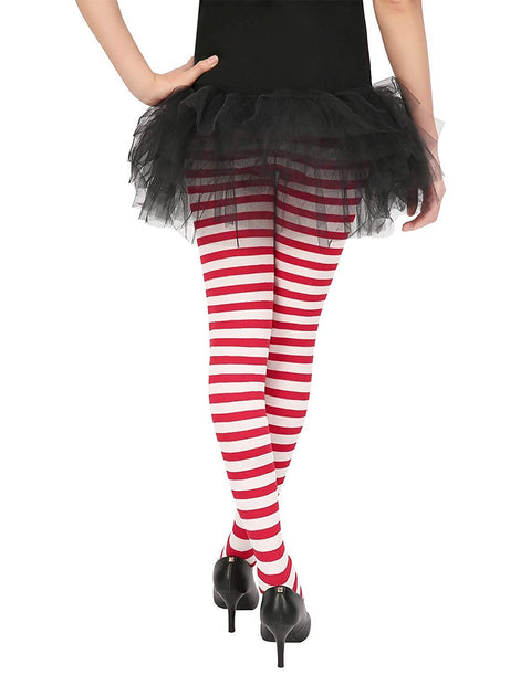 HDE Women's Striped Tights Opaque Microfiber Stockings Nylon Footed Pantyhose