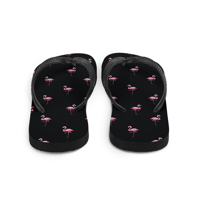 Flamingo Print Flip Flops Beach Sandals – close-up detail