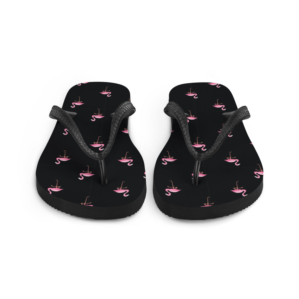 Flamingo Print Flip-Flops