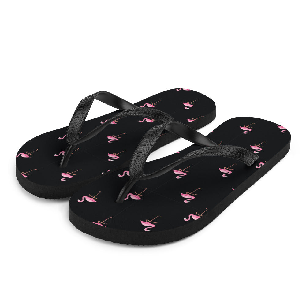 Flamingo Print Flip-Flops