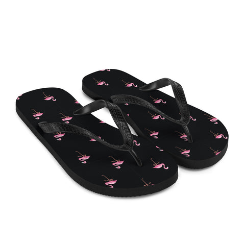 Flamingo Print Flip-Flops