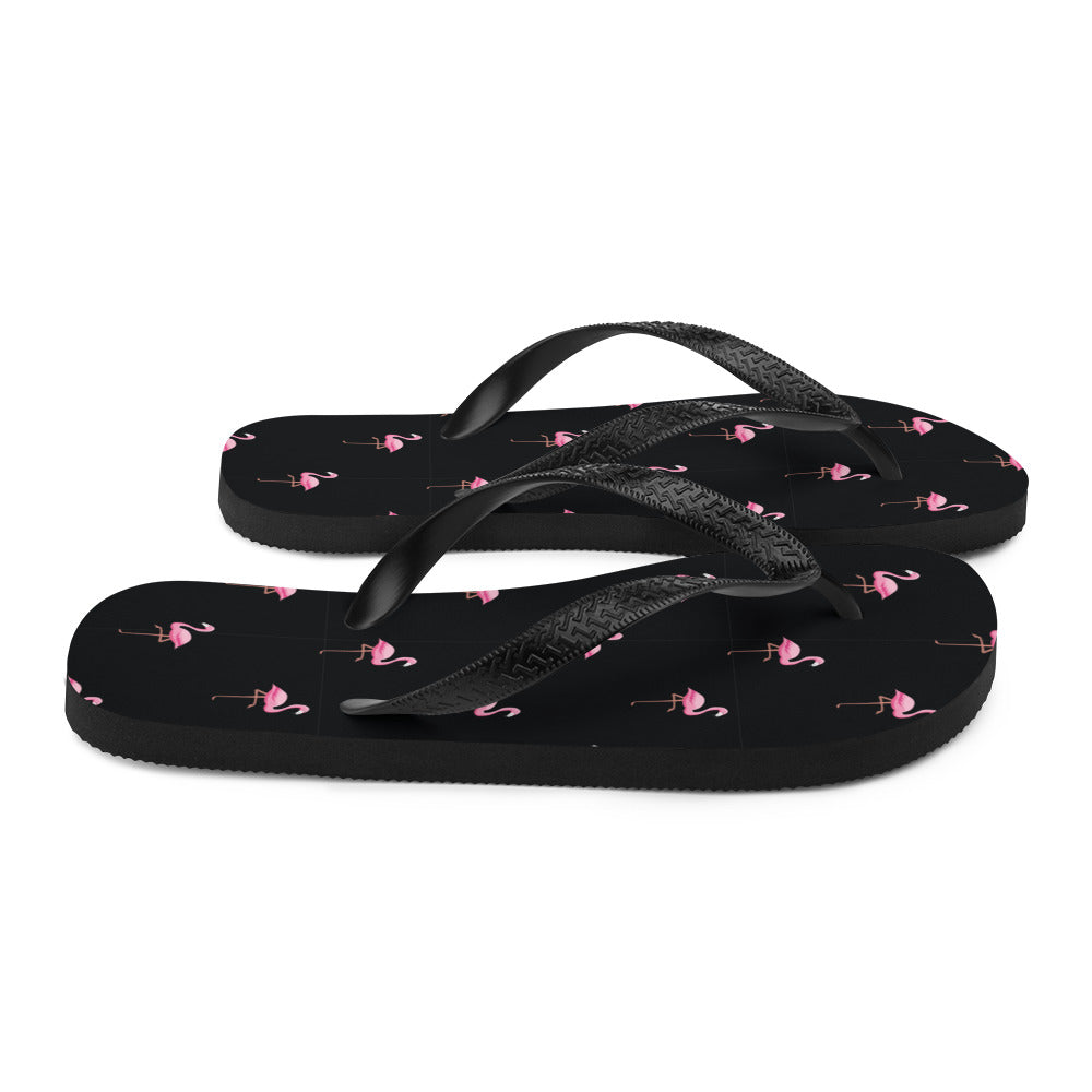 Flamingo Print Flip-Flops