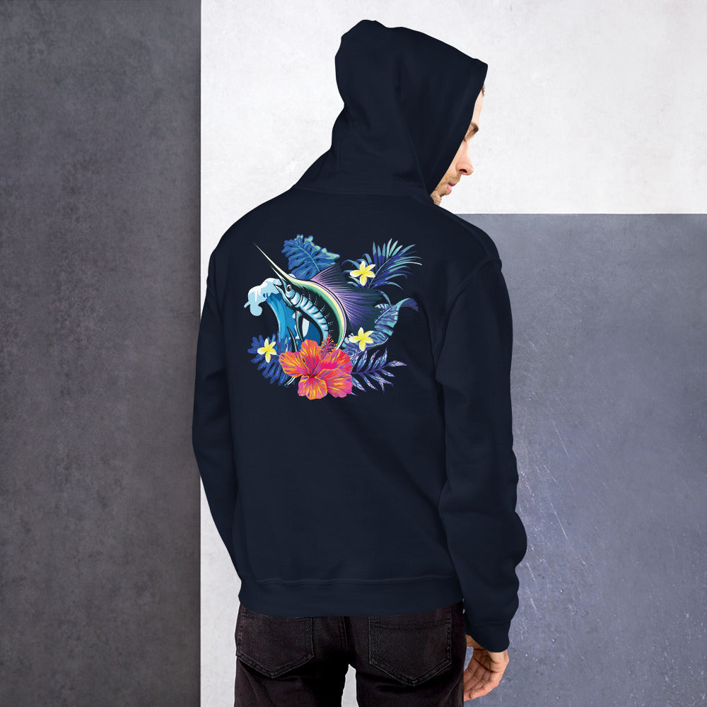 Tropical Marlin Hoodie Graphic Pullover – back view