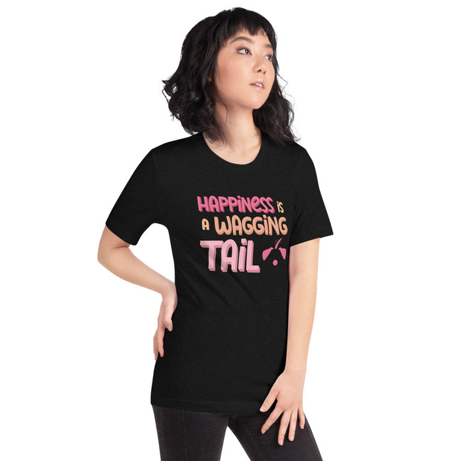 Happiness Is A Wagging Tail T-Shirt Unisex – close-up detail
